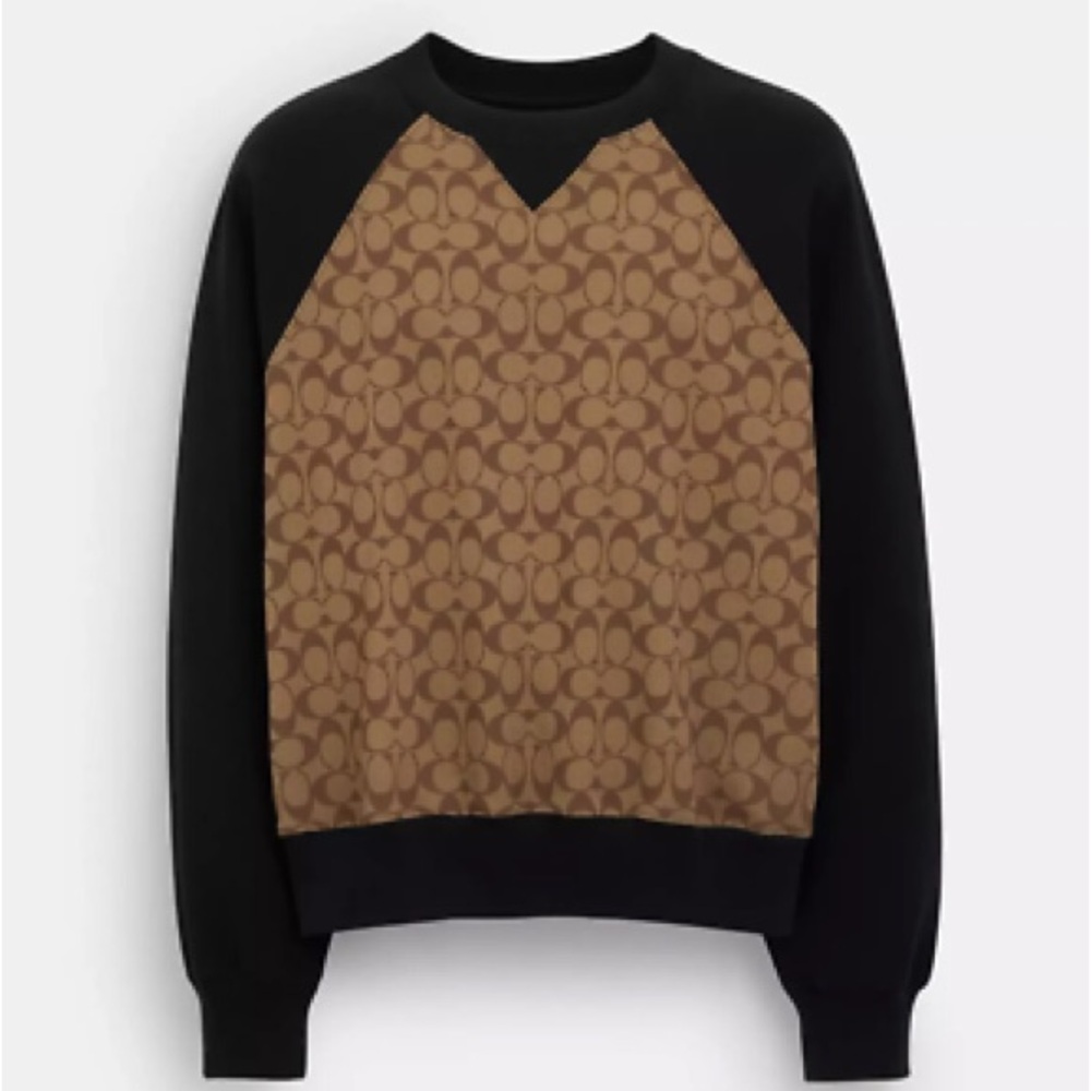 Coach Men's Black and Brown Crewneck Sweater